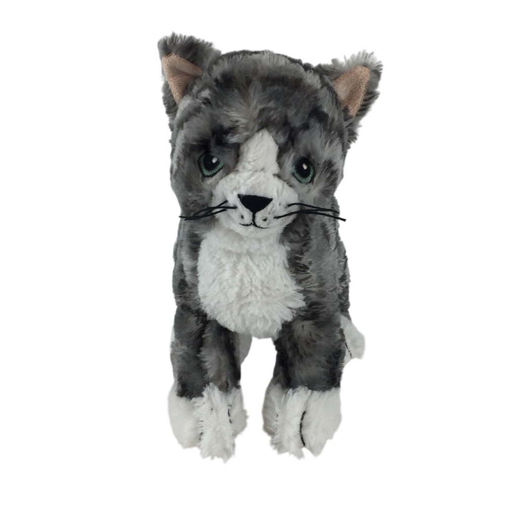 IKEA LILLEPLUTT Plush Cat 10" Grey White Striped Tabby Kitty Stuffed‎ Animal